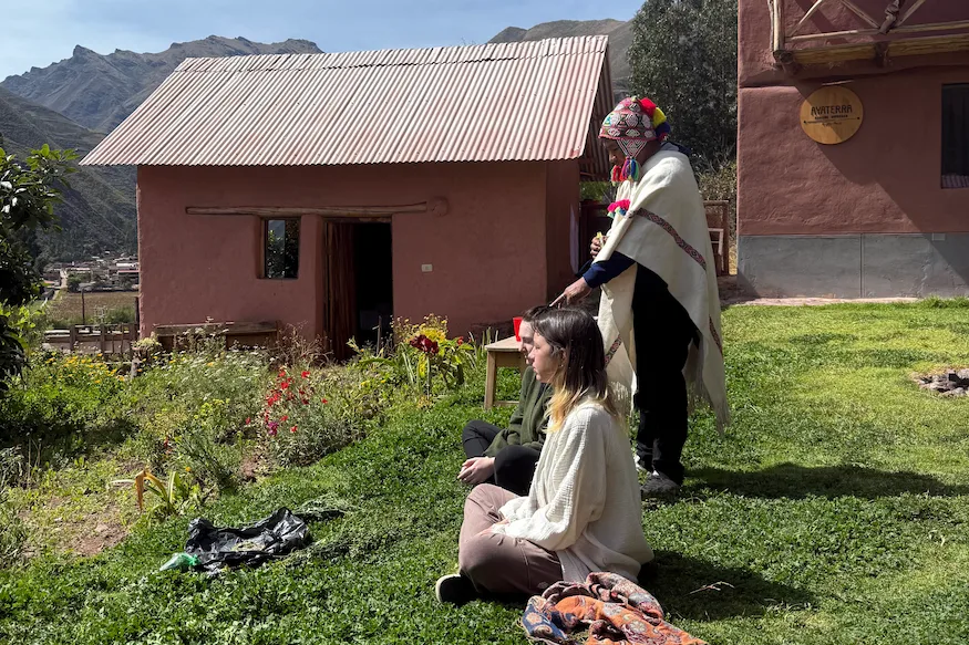 Traditional blessing during an Ayaterra retreat in Peru’s Sacred Valley
