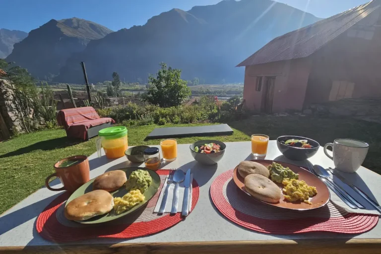 Luxury breakfast during an ayahuasca retreat in Peru's Sacred Valley