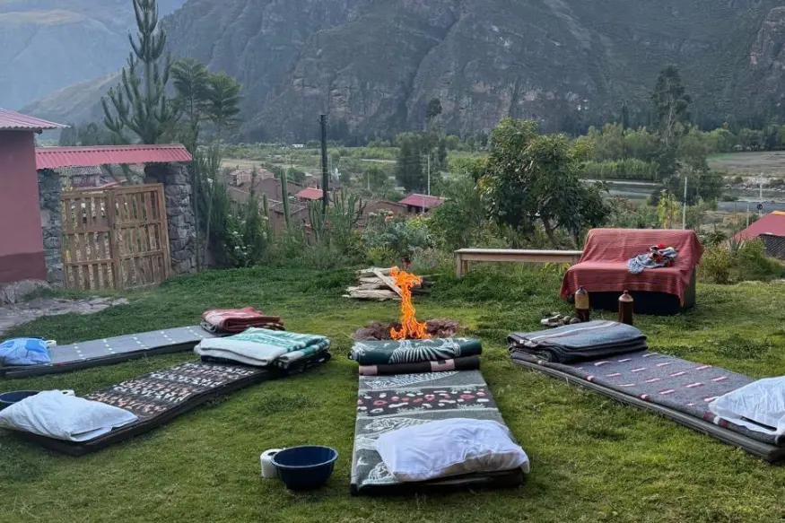 Traditional ayahuasca retreat in Peru with an outdoor ceremony setting in the Sacred Valley
