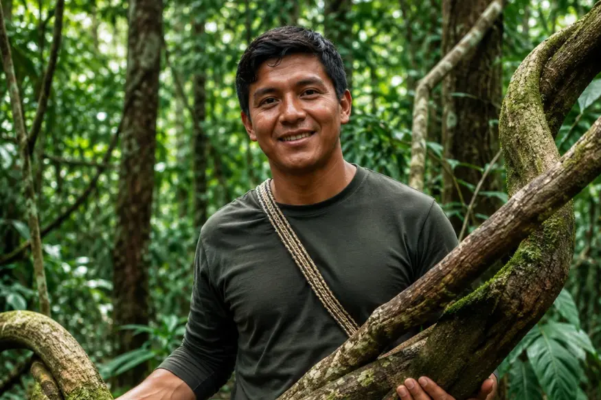 Banisteriopsis caapi vine used to prepare ayahuasca in the Amazon rainforest of Peru.